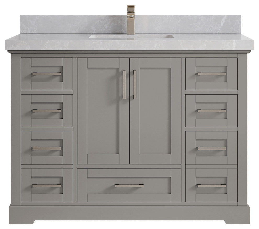 Boston 48 Single Sink Bath Vanity in Elephant Skin Gray 2" Pearl Gray
