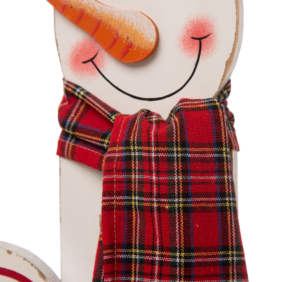 35.43"H Wooden Snowman Family Porch Decor