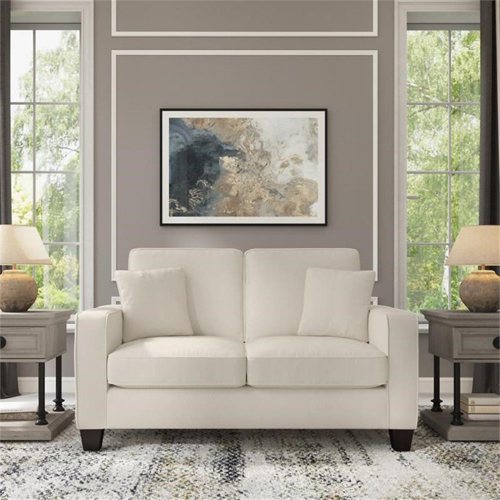 Catania Modern / Contemporary 61W Loveseat in Cream Herringbone Fabric