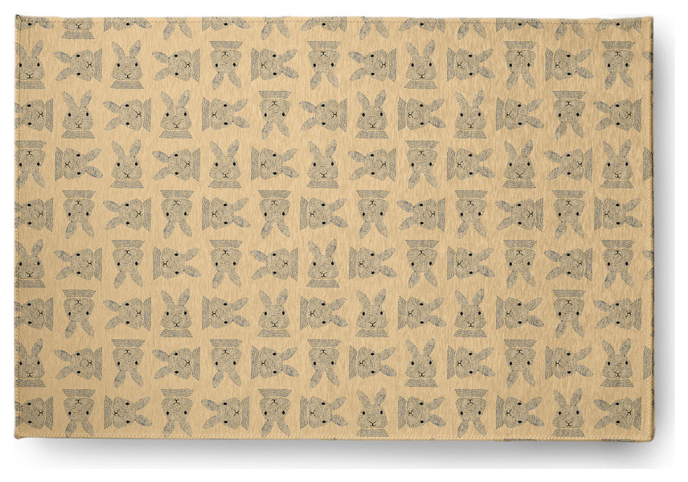Criss Cross Bunnies Easter Chenille Rug, Corn Yellow, 2'x3'