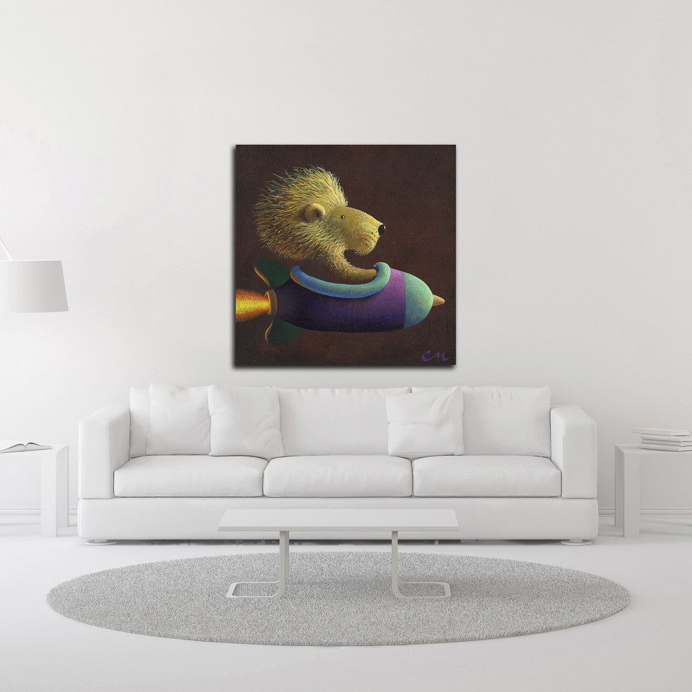 Rocket Lion by Chris Miles, Print on Canvas, 16"x16"