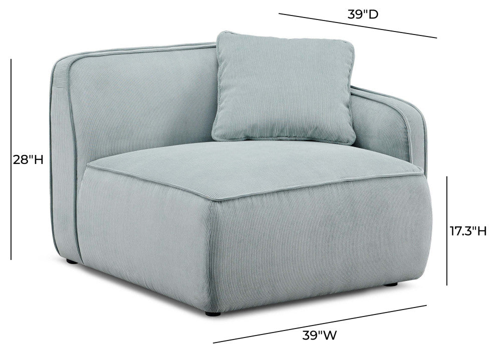 Travie Right Arm Facing Corner Chair, Light Green