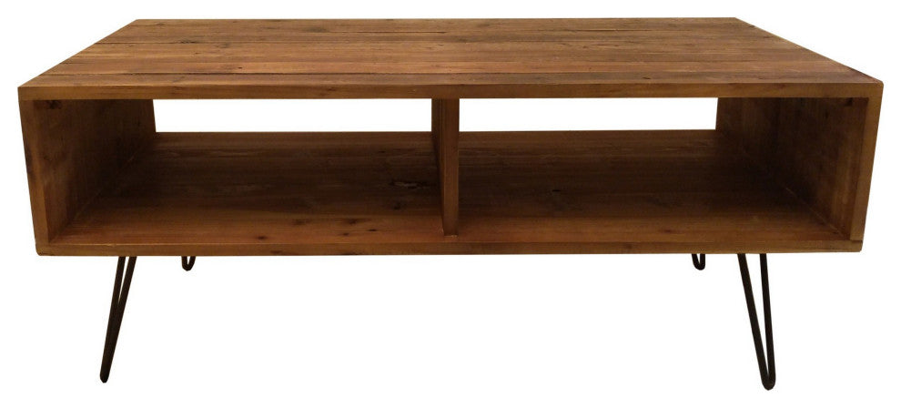 Benzara BM288102 Modern Cocktail Coffee Table With Open Compartments, Brown