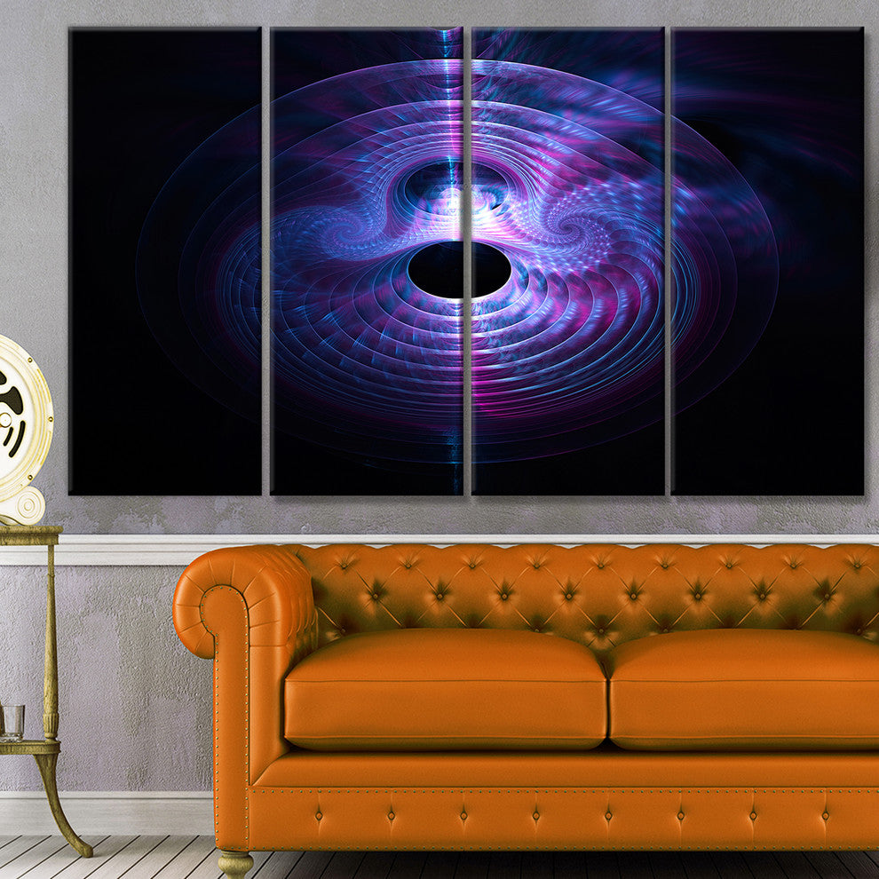 Bright Blue Magical Lights, Abstract Art on Canvas, 48"x28", 4 Panels
