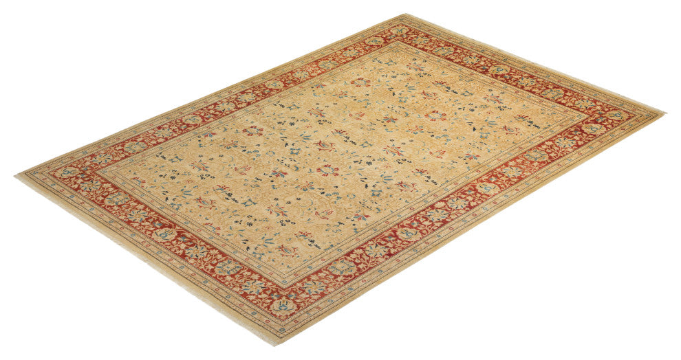 Kate, One-of-a-Kind Hand-Knotted Area Rug Ivory, 6'1"x8'10"
