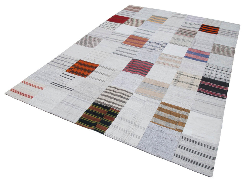Rug N Carpet - Handmade Oriental 6' 7'' x 9' 10'' Rustic Patchwork Kilim Rug