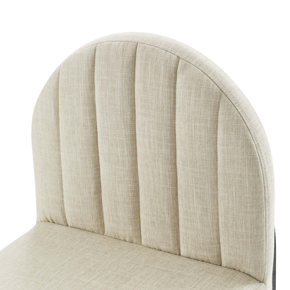 Tufted Side Dining Chair, Fabric, Black Beige, Modern, Cafe Bistro Restaurant