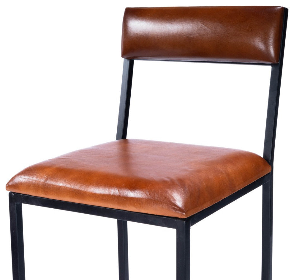Classic Leather and Metal Bar Stool