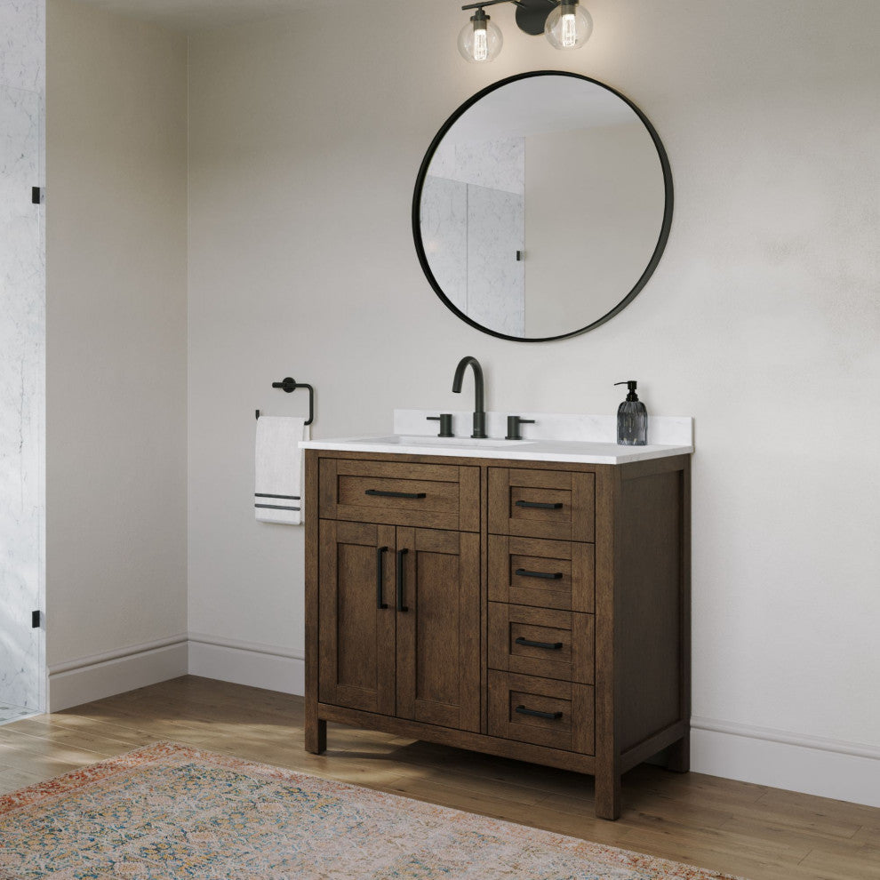 The Oswald Bathroom Vanity, Almond Latte, 36", Single Sink, Freestanding