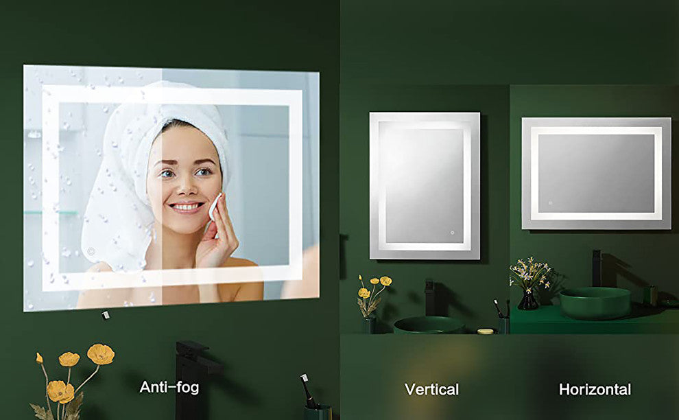 Rectangular Lighted Bathroom Mirror (Horizontal & Vertical),24Ã—32Inch