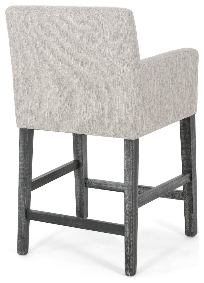 Chaparral Contemporary Fabric Upholstered Wood 26" Counter Stools, Set of 2, Light Gray/Gray
