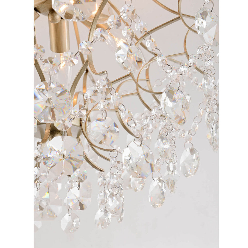 Belle Brushed Silver-ish Champagne 5-Light Larger Crystal Flush Mount