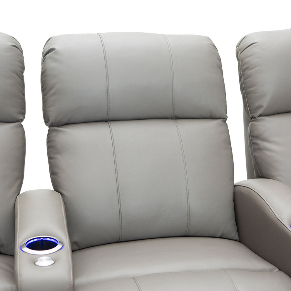 Seatcraft Napa Home Theater Seats, Gray, Row of 4 W/ Middle Loveseat