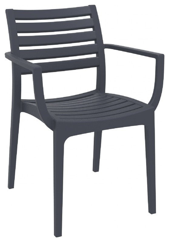 Artemis Outdoor Dining Arm Chair Brown, Set of 2, Dark Gray