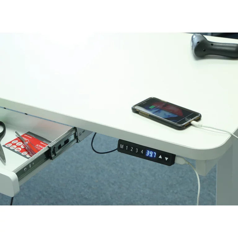 Electric Desk, Metal Legs & Adjustable Top With Motorized Control System, White