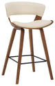 27 Inches Saddle Seat Leatherette Counter Stool, Cream and Brown