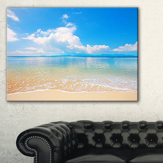 "Large Clouds Over Calm Beach" Seashore Canvas Photo Print, 1 Panel, 60"x28"