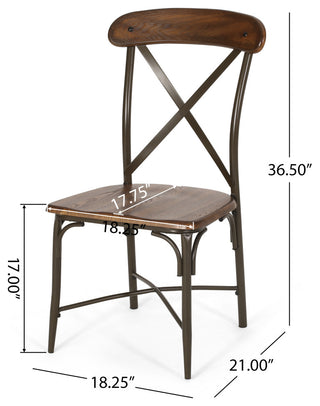 Hettle Farmhouse Crossback Dining Chairs (Set of 2), Dark Brown and Espresso