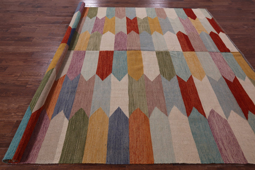 9' 4" X 11' 11" Wool On Wool Kilim Flat Weave Rug - Q12589