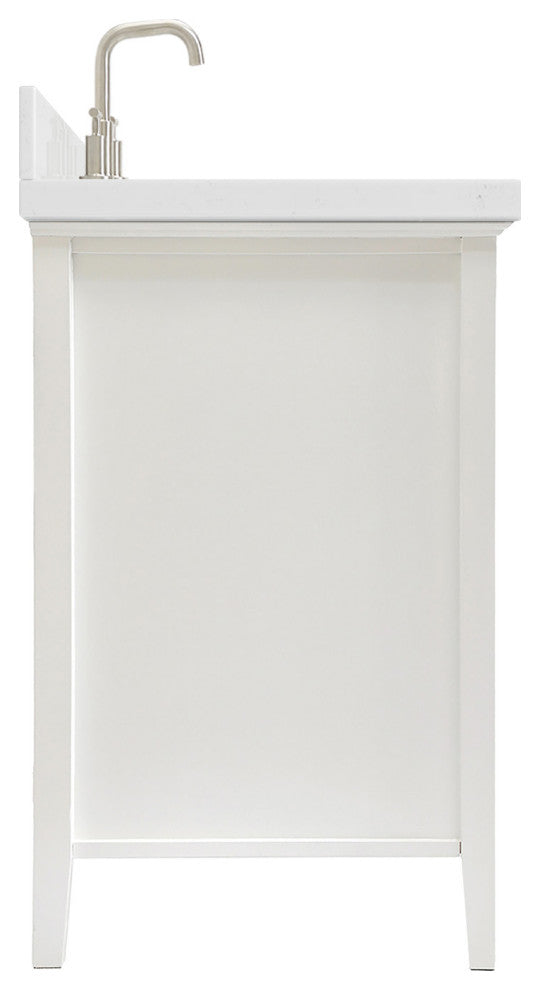 Ariel Kensington 54" Single Oval Sink Bathroom Vanity, Carrara Quartz