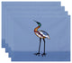 18"x14" Bird Fashion, Animal Print Placemat, Set of 4, Blue