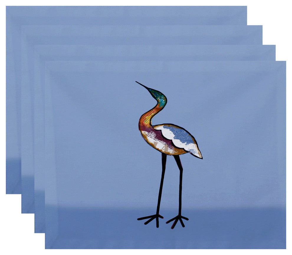 18"x14" Bird Fashion, Animal Print Placemat, Set of 4, Blue