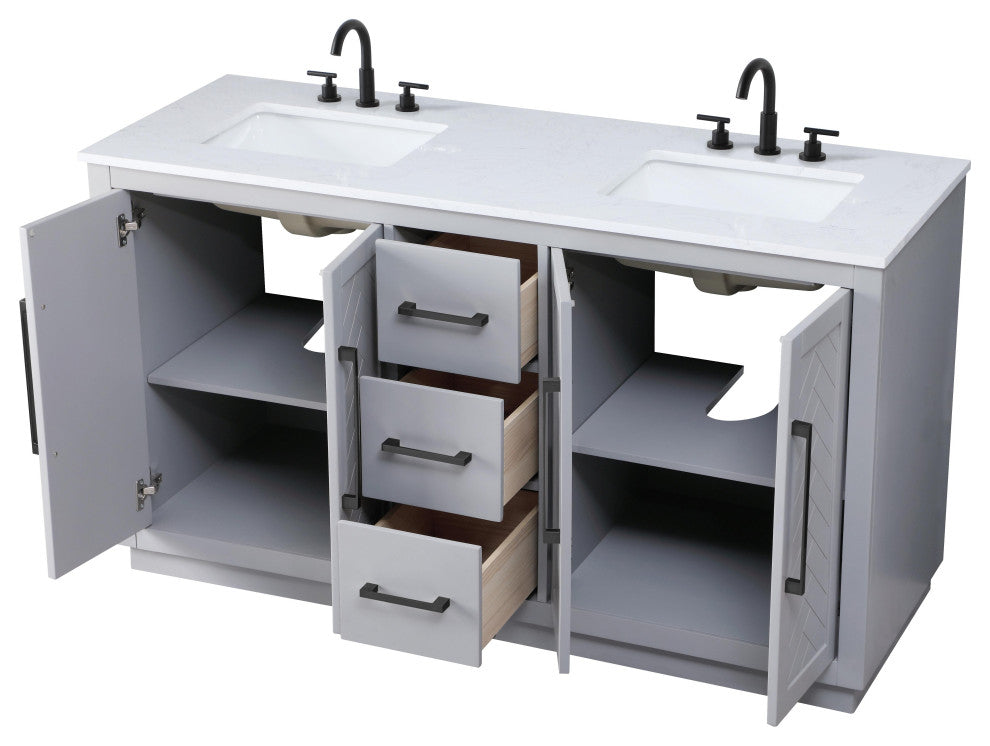 Home Living 60" Double Bathroom Vanity, Grey