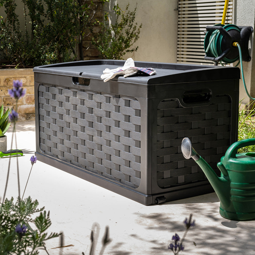 Starplast 88 Gallon Plastic Deck Box, Black