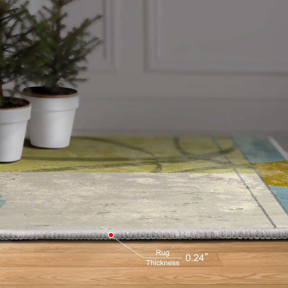 Calla II Flower Art Area Rug, 5'x7.5'