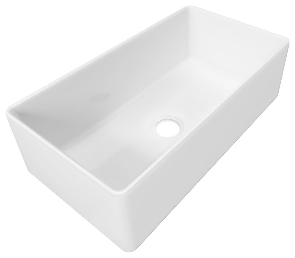 Sinber Farmhouse Apron Single Bowl Kitchen Sink with Fireclay 2 Accessories, White, 36" X 20"
