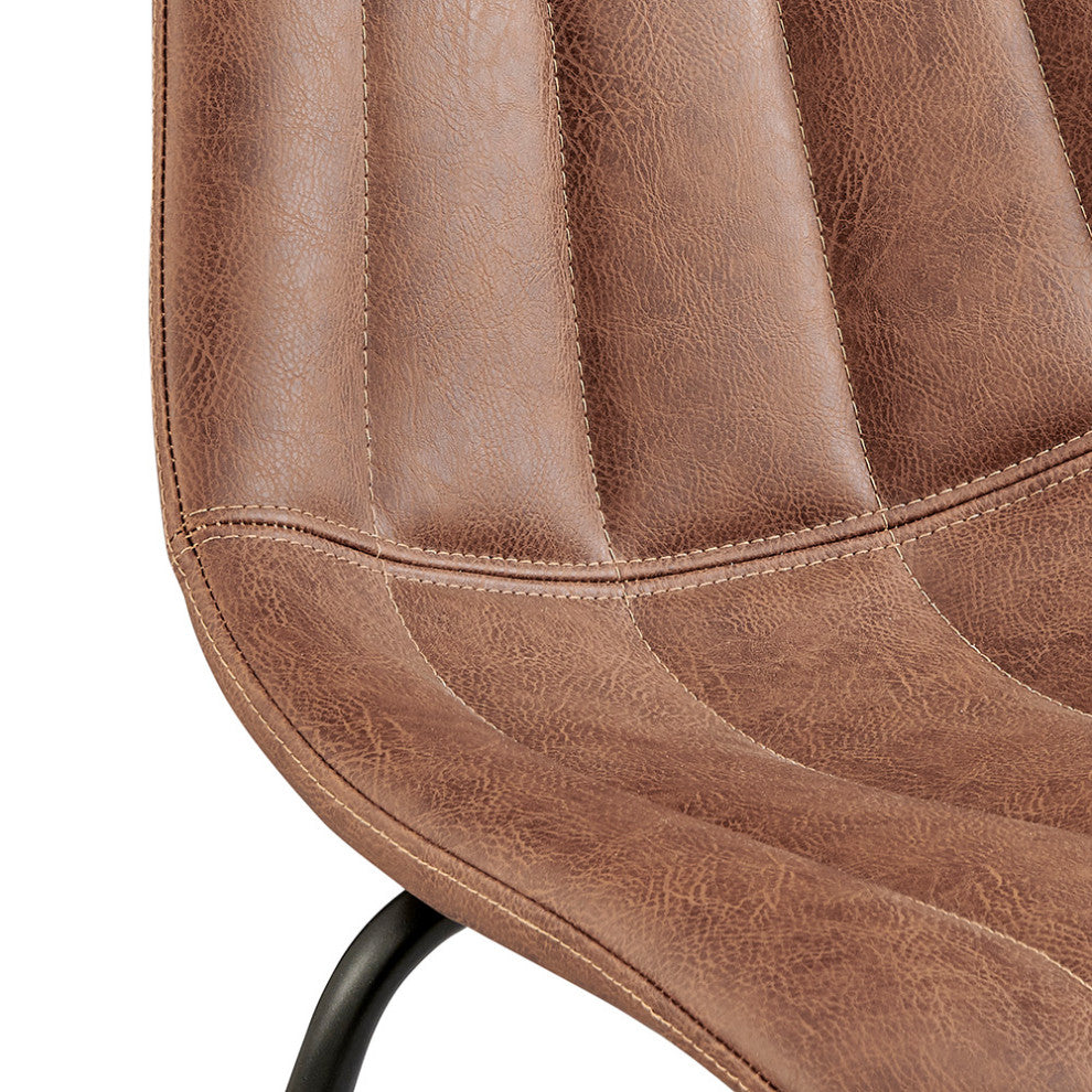 Robert PU Counter Stool,, Set of 4, Umber Brown, Dining Side Chair, Faux Leather