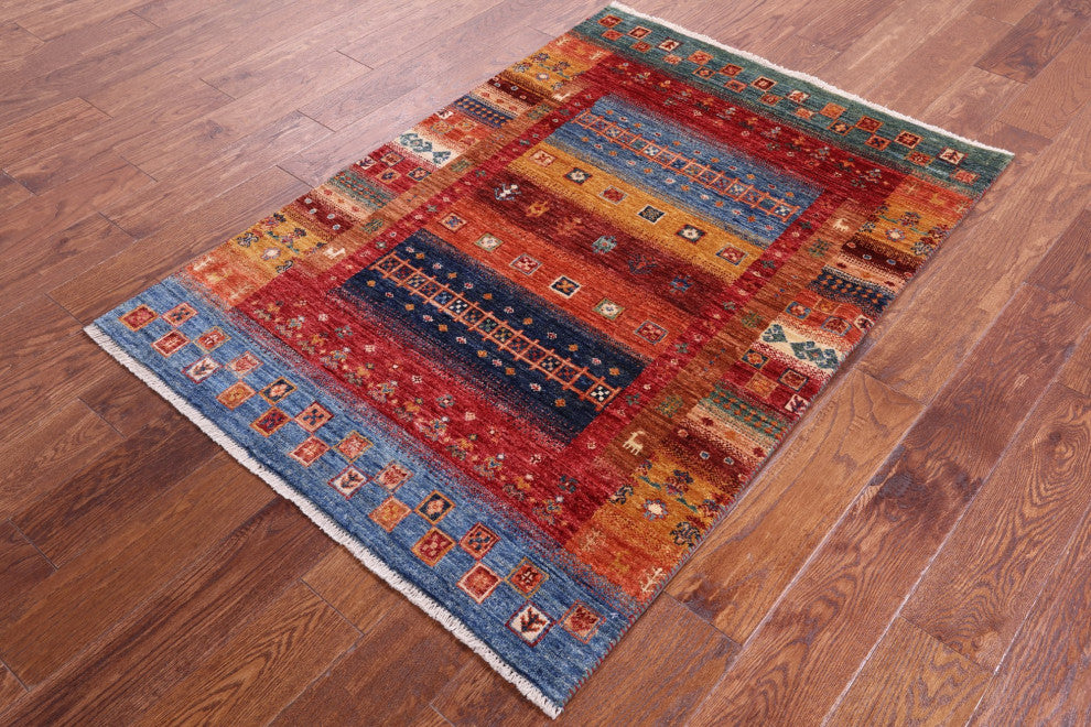 3' 4" X 4' 10" Tribal Persian Gabbeh Hand Knotted Rug Q10730
