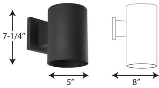 Progress Lighting 1-Light Wall Lantern Metal Cylinder, Black