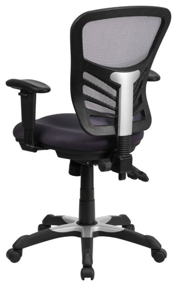Pemberly Row Contemporary Mid Back Mesh Swivel Office Chair in Dark Gray