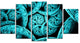 Blue Dramatic Clouds, Contemporary Art on Canvas, 60"x32", 5 Panels