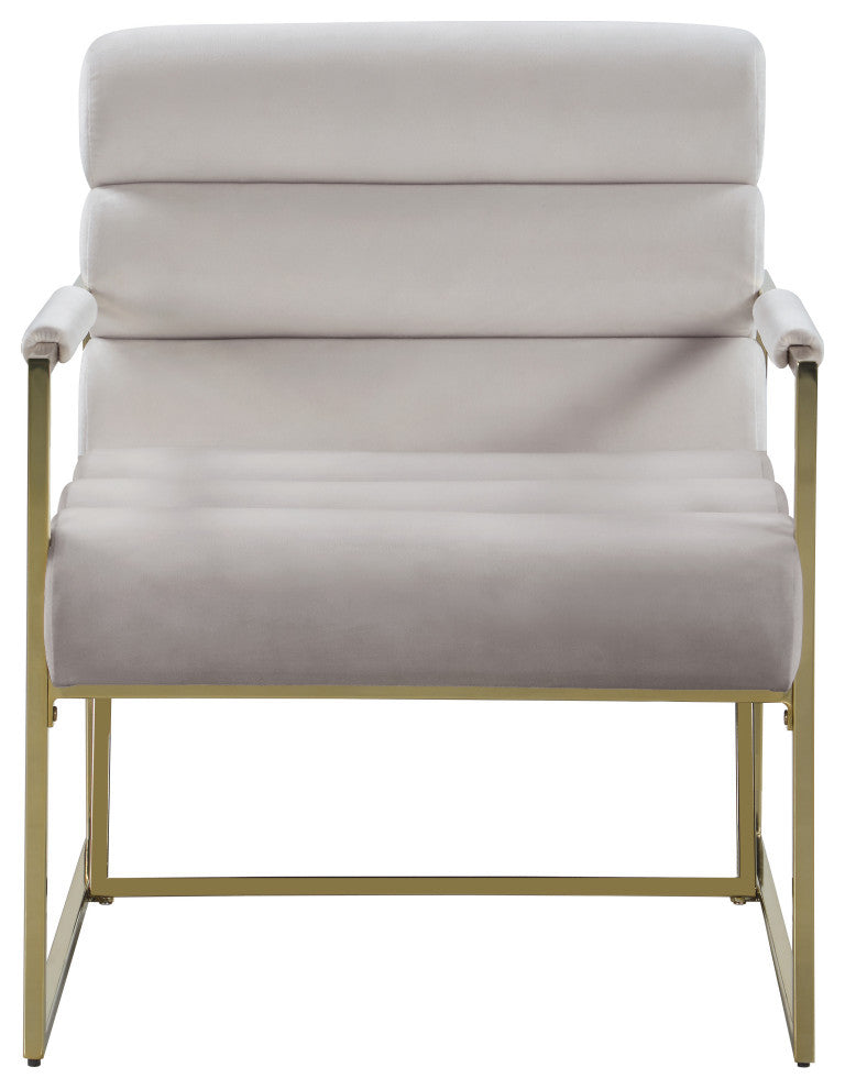 Wayne Velvet Upholstered Accent Chair, Cream