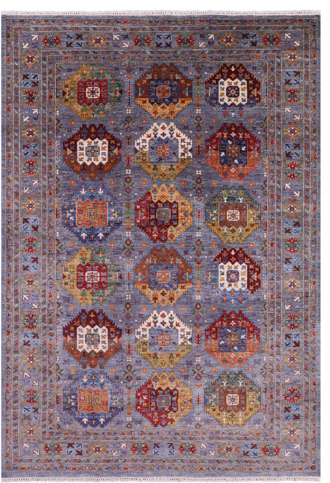 6' 10" X 10' 3" Hand-Knotted Fine Turkmen Wool Rug Q11281