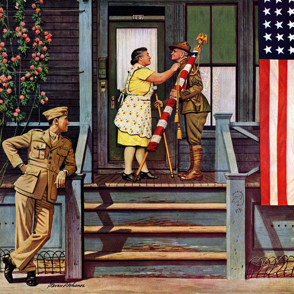 "Two Generations of Vets" Print on Canvas by Stevan Dohanos