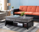 Wooden Coffee Table With 2 Drawers, Distressed Gray And Black