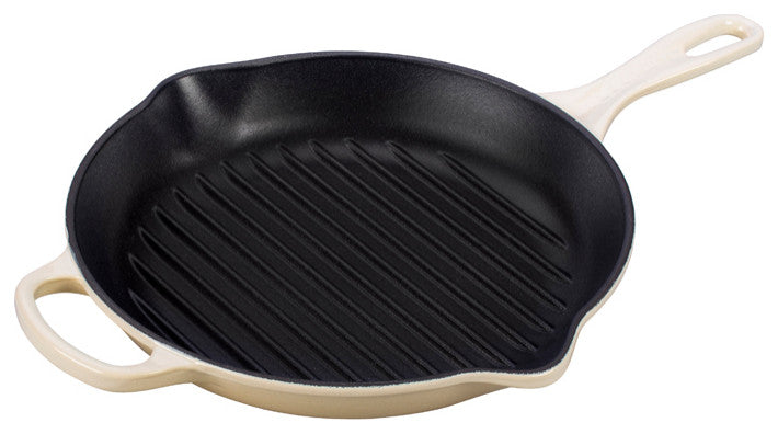 Le Creuset Signature Cast Iron Round Skillet Grill, 10.25", Dune
