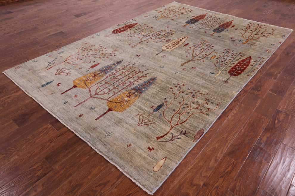 Handmade Tribal Persian Gabbeh Wool Rug 6' 4" X 9' 7" Q5282