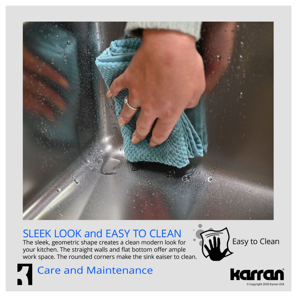 Karran USA U-1517 U Series 14-5/8" Undermount Single Basin - Stainless Steel