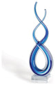 11" Clear and Blue Murano Glass Modern Abstract Tabletop Sculpture
