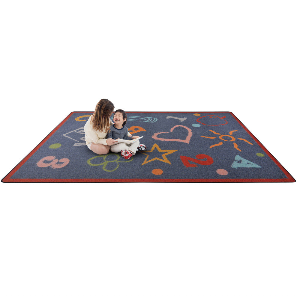 Playful Patterns Rug, Kid's Art, Chalkdust, 3'10"x5'4"