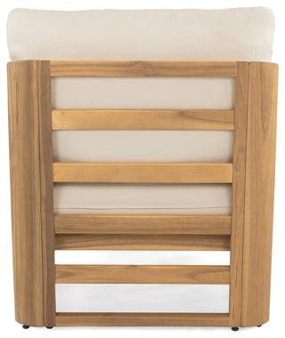 GDF Studio Outdoor Acacia Wood Club Chair with Waterproof Cushions, Teak Finish/Beige Cushion, Single