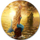 Sea Mermaid With Ghost Ship, Seascape Digital Disc Metal Artwork, 23"