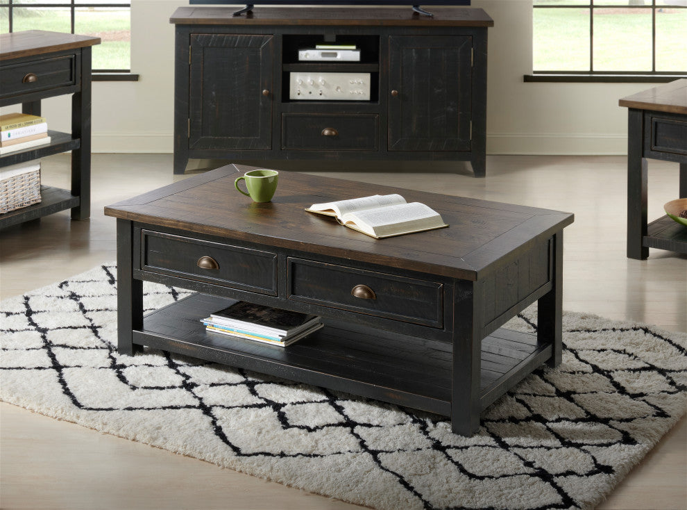 Monterey 50-inch Coffee Table, Two-Tone Black and Brown