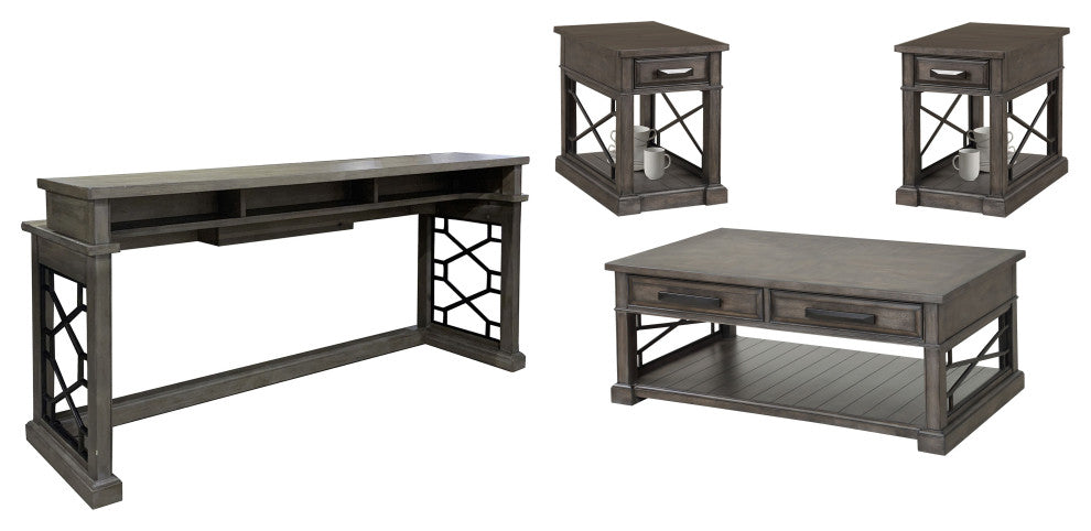 Cocktail Table With 2 Chairside Tables and Console Table