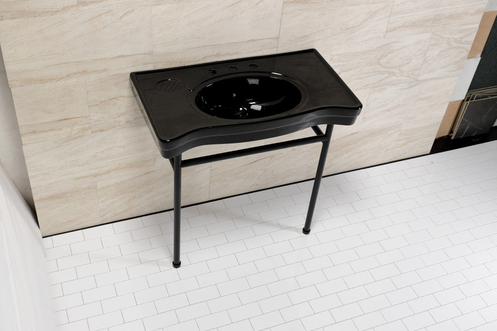 Fauceture VPB28140W80K 36" Ceramic Console Sink, Legs