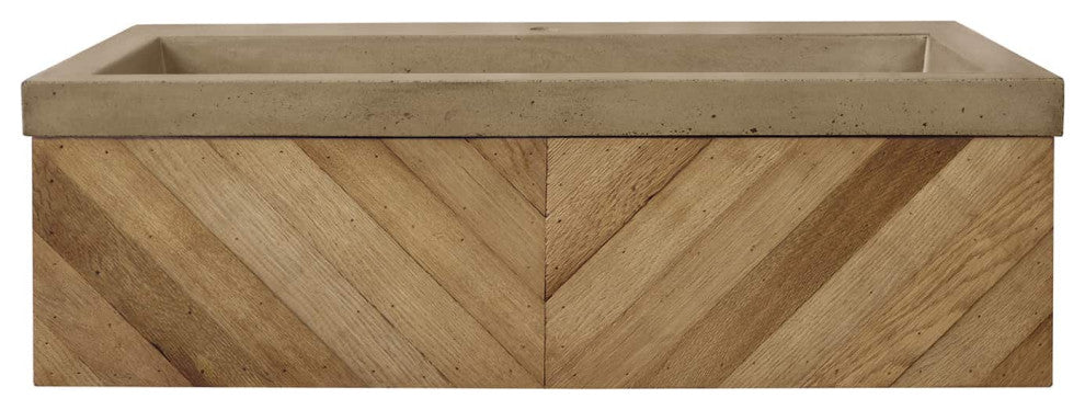 36" Chardonnay Floating Vanity with NativeStone Trough in Earth